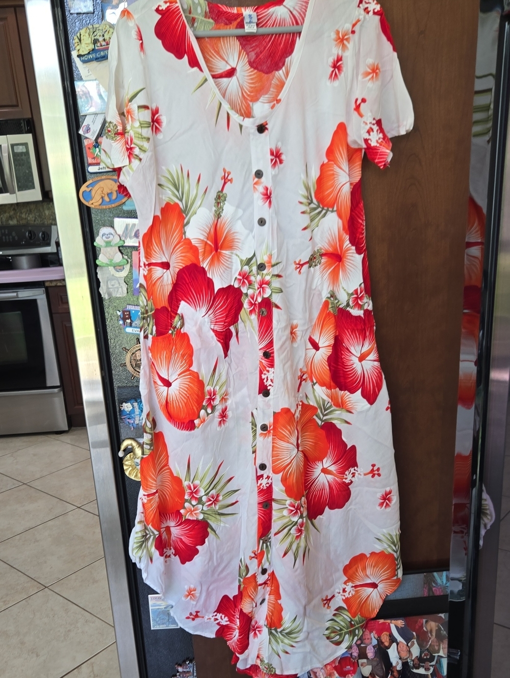 Advance Apparels White Dress with Red and Orange Floral Print
